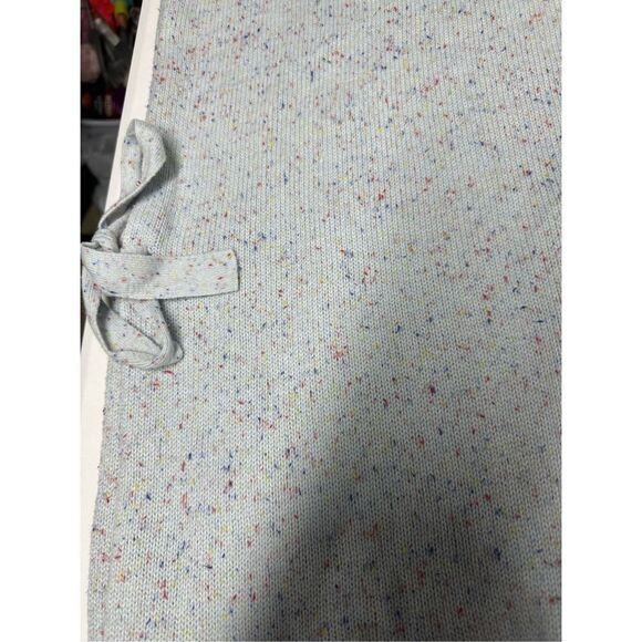 LOFT Sweater Womens M/L Blue Flecked Side Tie Poncho Speckled Oversized Cotton - Picture 5 of 16